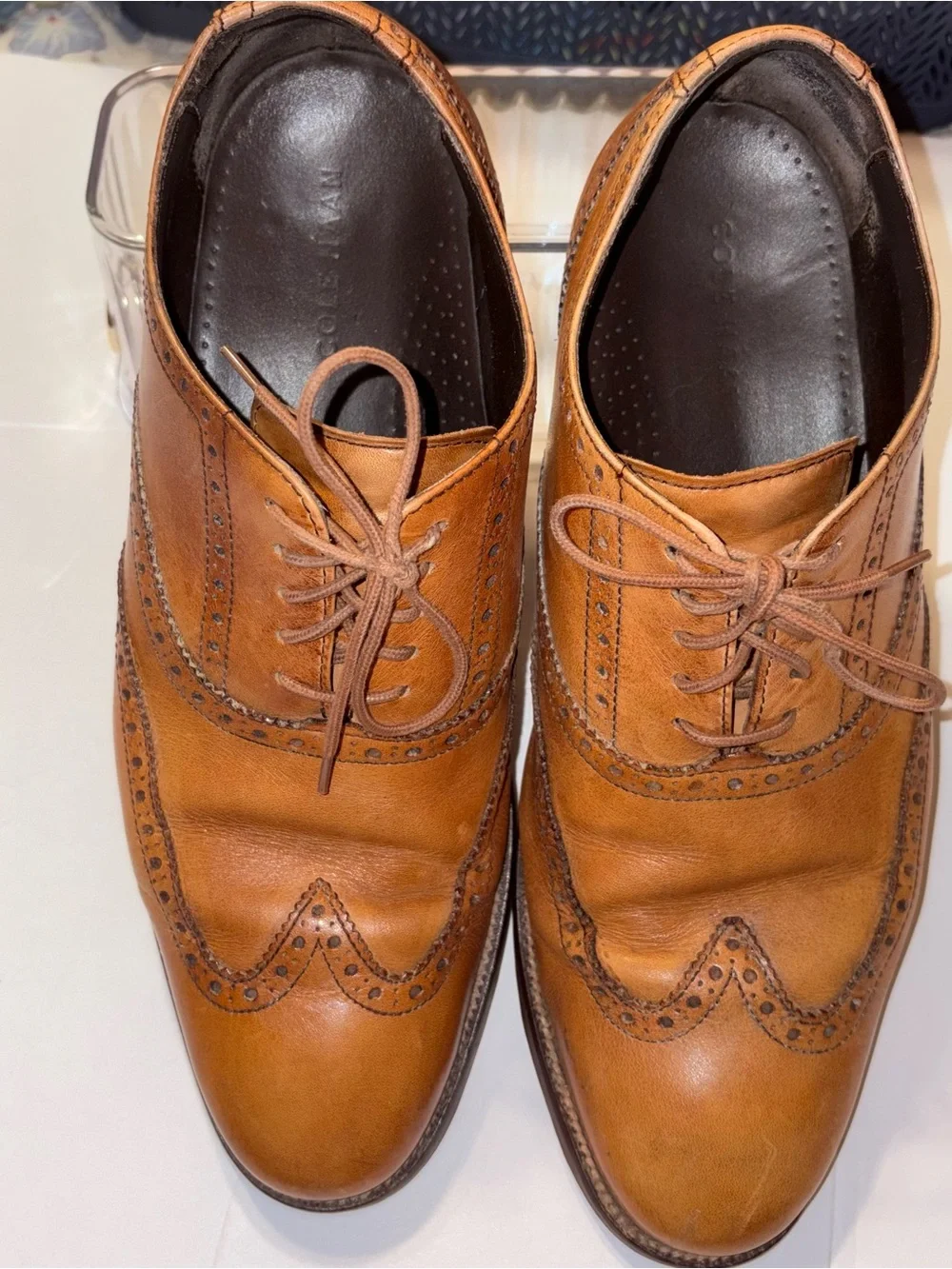 Cole Haan Men's Tan Leather Wingtip Dress Shoes